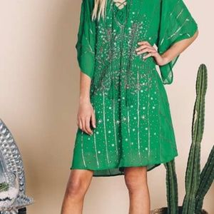 Ruby Yaya Globe trotter Green beaded tunic dress